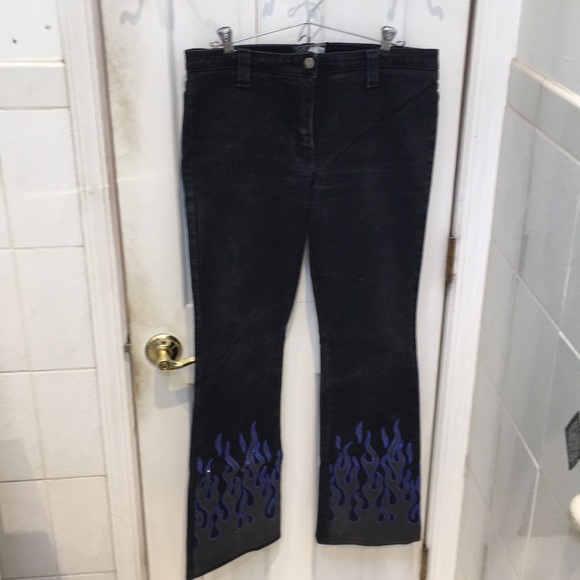 Hot Topic Denim - Vintage Hot Topic Blue Flame Black Jeans 🔥
